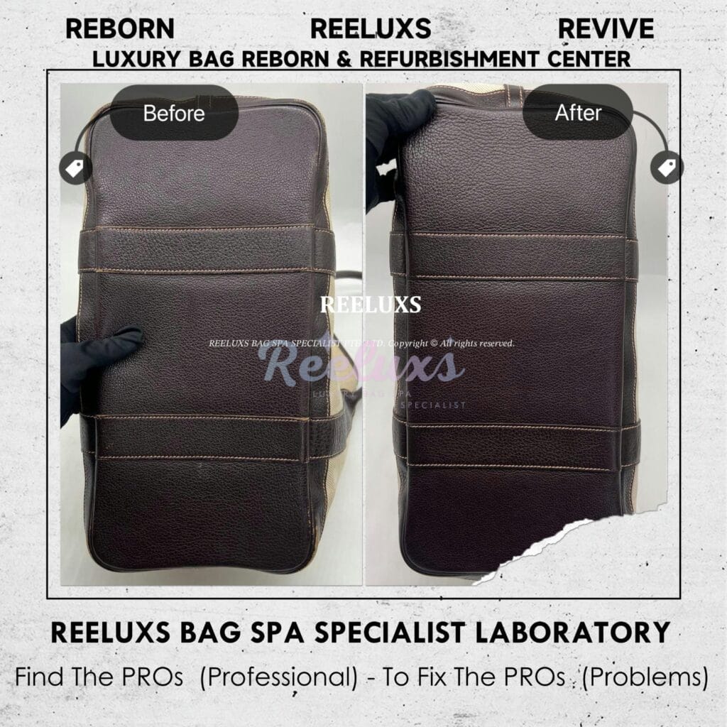 Garden Party Handbag Fabric Yellowish Nano Fabric Treatment Leather Color Peel Off Damaged Restoration — frame 2