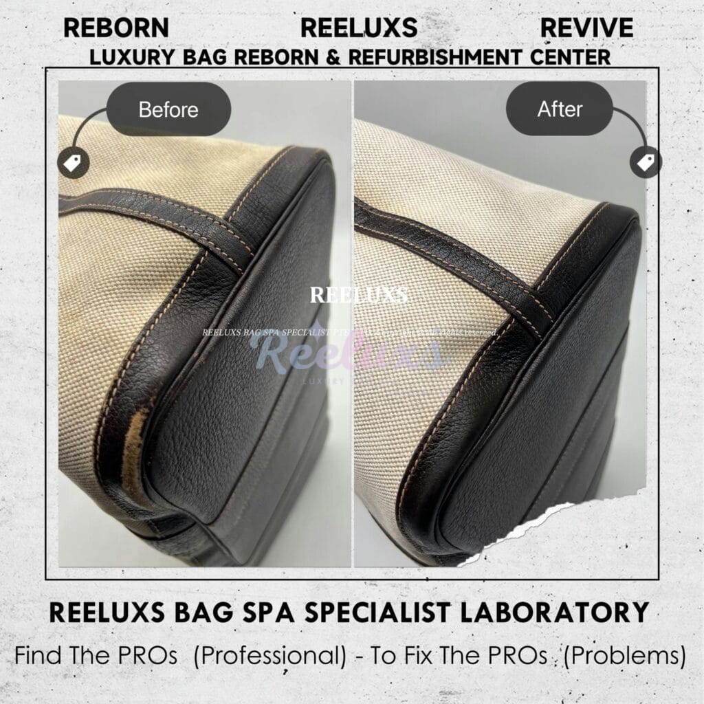 Garden Party Handbag Fabric Yellowish Nano Fabric Treatment Leather Color Peel Off Damaged Restoration — frame 3