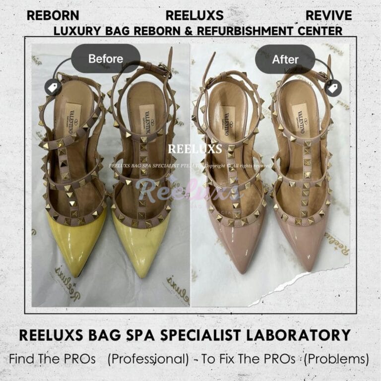 VALENTINO Garavani Rockstud Pumps Patent Color Oxidation & Sole Heavy Wear & Tear Refurbishment