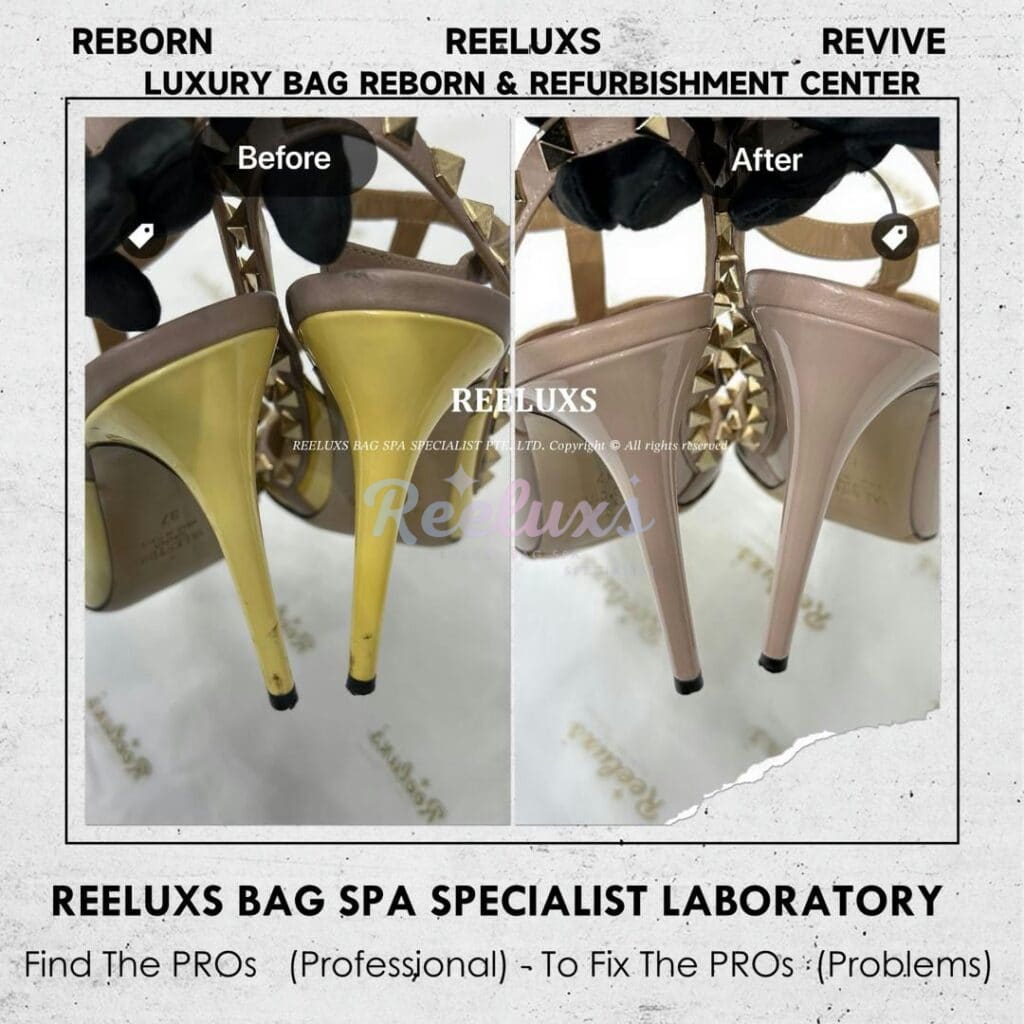 VALENTINO Garavani Rockstud Pumps Patent Color Oxidation & Sole Heavy Wear &… — frame 8