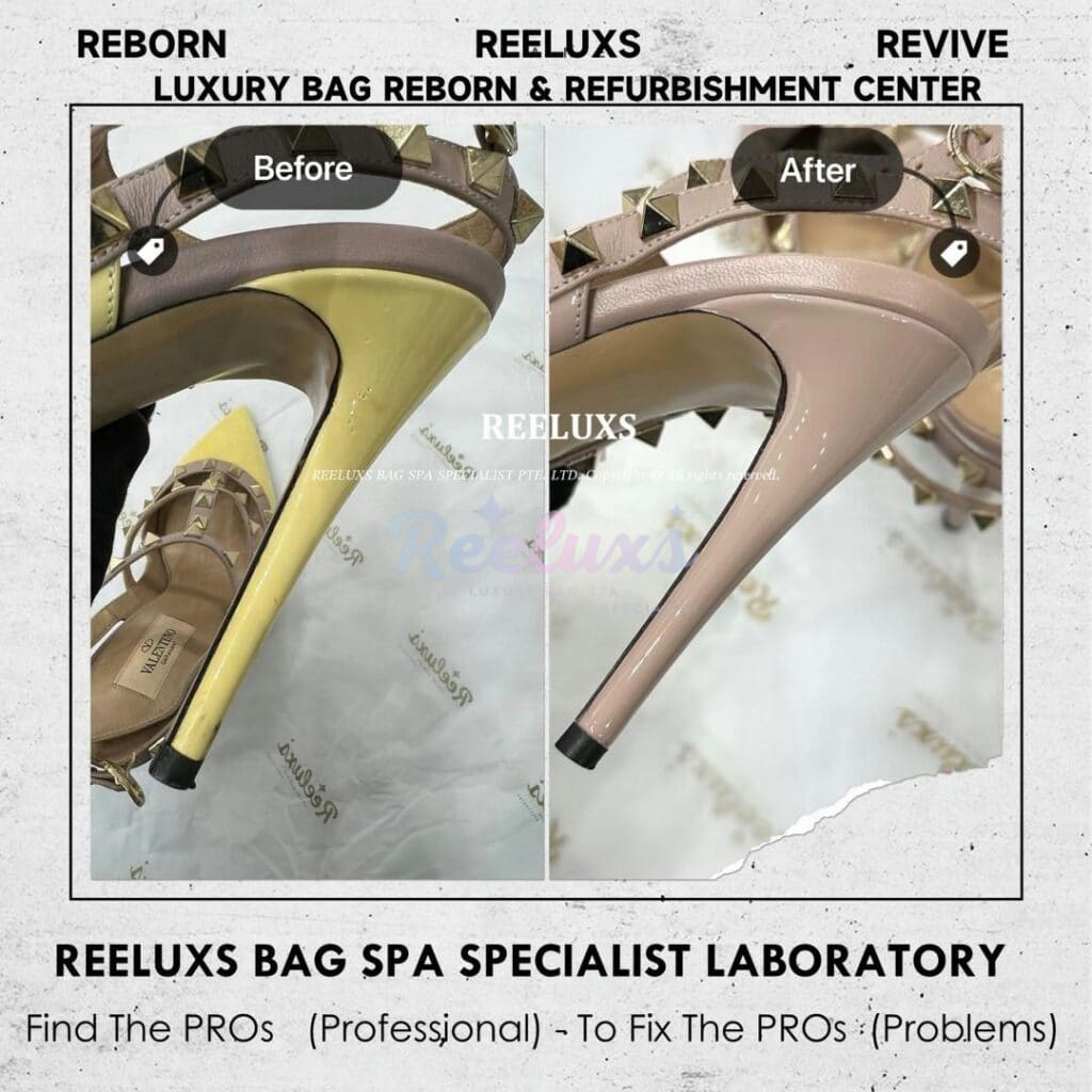 VALENTINO Garavani Rockstud Pumps Patent Color Oxidation & Sole Heavy Wear &… — frame 4