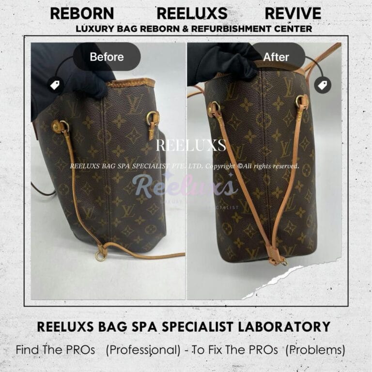LOUIS VUITTON Neverful MM Entire Vachetta Cracked & Broken Refurbishment