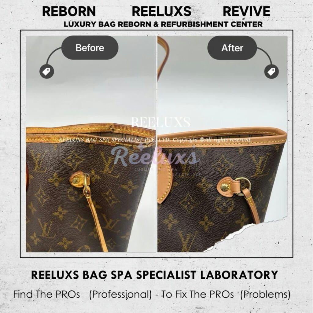 Neverful MM Entire Vachetta Cracked & Broken Refurbishment — frame 2