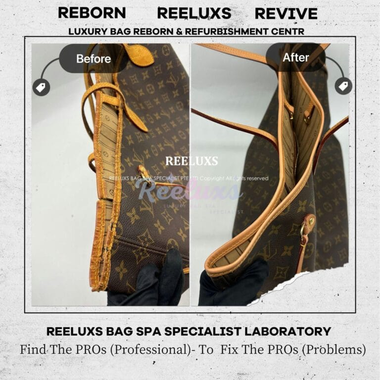 LOUIS VUITTON Neverful MM Entire Vachetta Cracked & Broken Oxidation Refurbishment