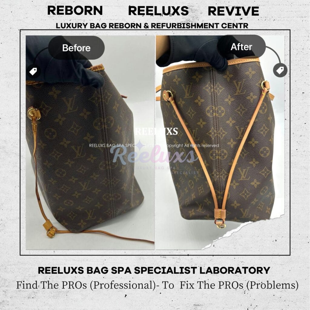 Neverful MM Entire Vachetta Cracked & Broken Oxidation Refurbishment — frame 10