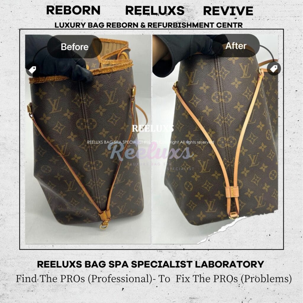 Neverful MM Entire Vachetta Cracked & Broken Oxidation Refurbishment — frame 7
