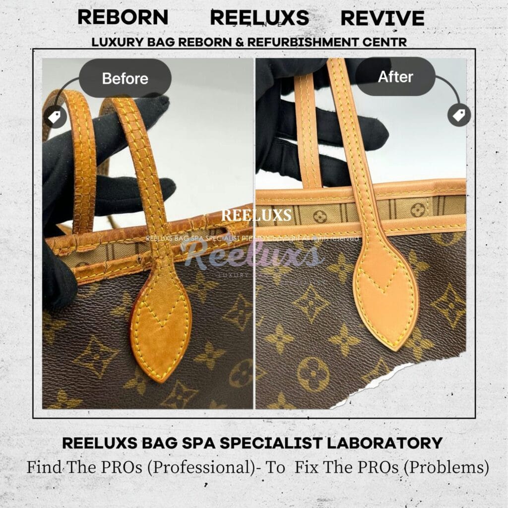 Neverful MM Entire Vachetta Cracked & Broken Oxidation Refurbishment — frame 5