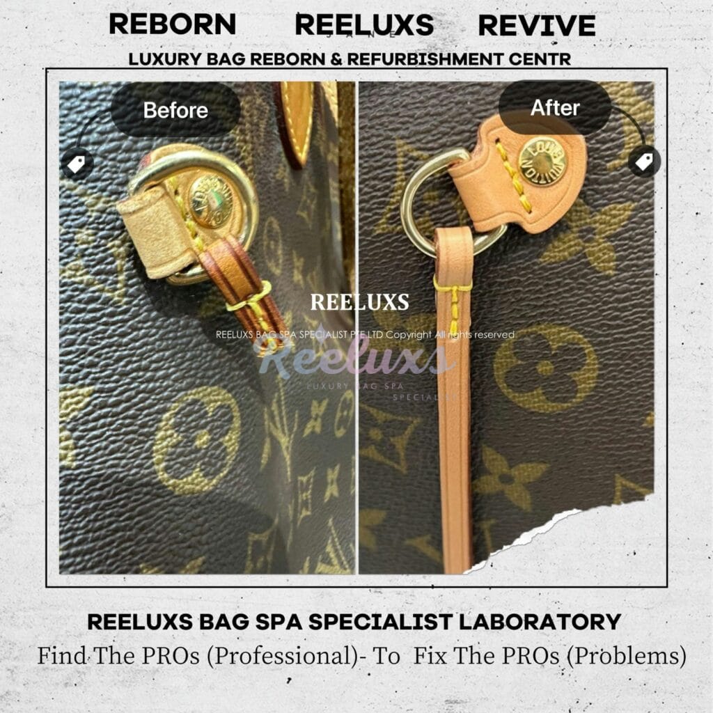 Neverful MM Entire Vachetta Cracked & Broken Oxidation Refurbishment — frame 8