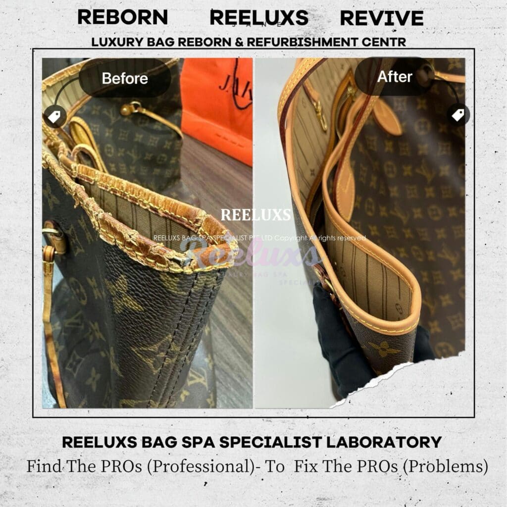 Neverful MM Entire Vachetta Cracked & Broken Oxidation Refurbishment — frame 6