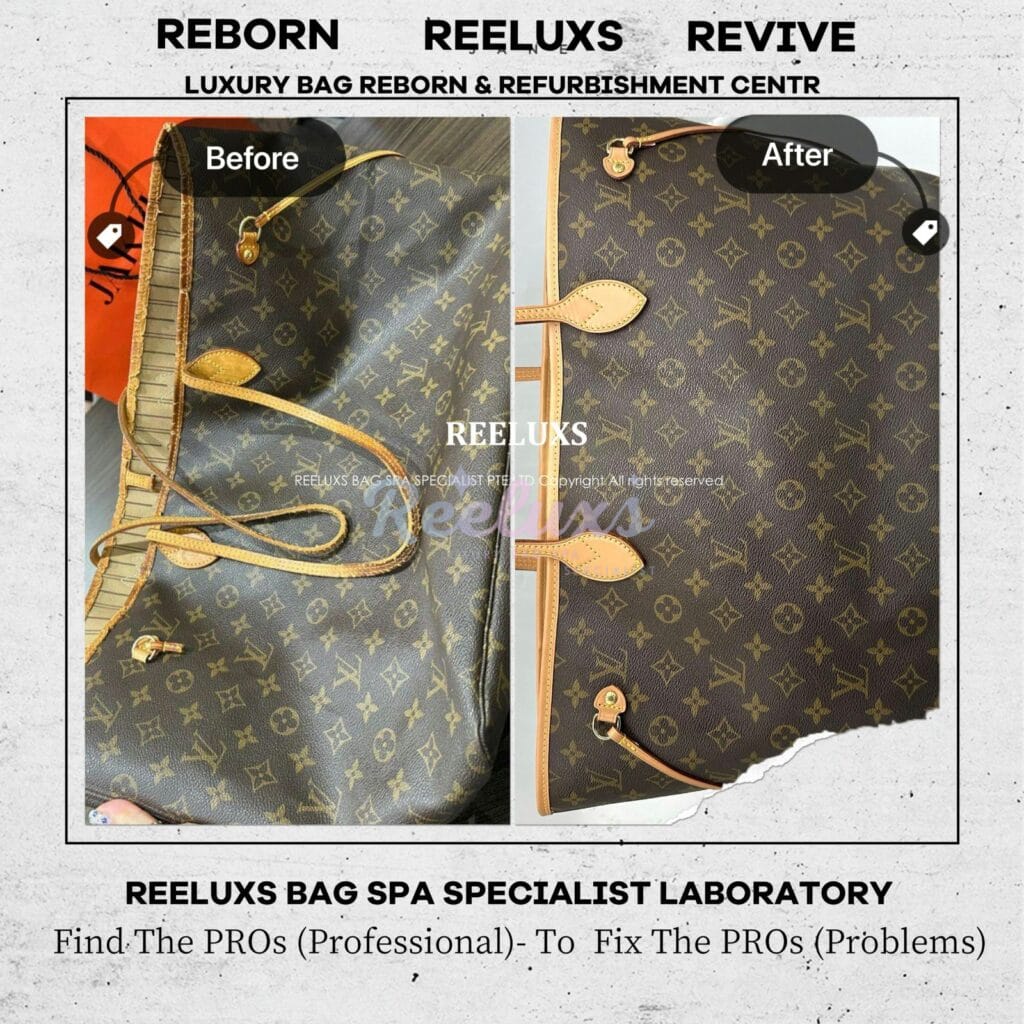 Neverful MM Entire Vachetta Cracked & Broken Oxidation Refurbishment — frame 3
