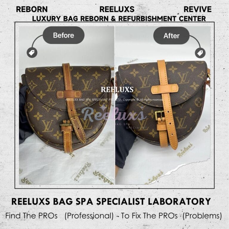 LOUIS VUITTON Monogram Canvas Chantilly PM Shoulder Bag Entire Vachetta Crack Damaged Oxidation Refurbishment.