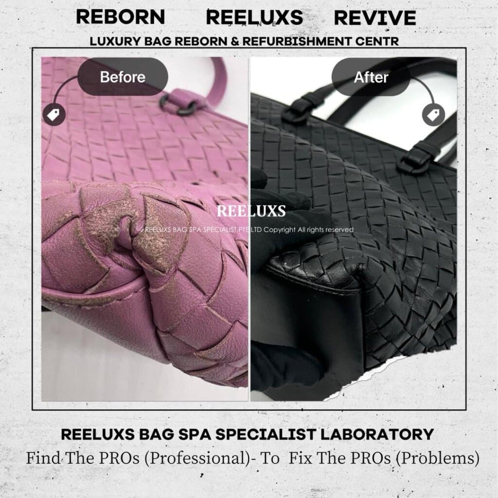Intrecciato Nappa Leather Handbag Leather Color Faded Entire Oil Edge Cracked &… — frame 3
