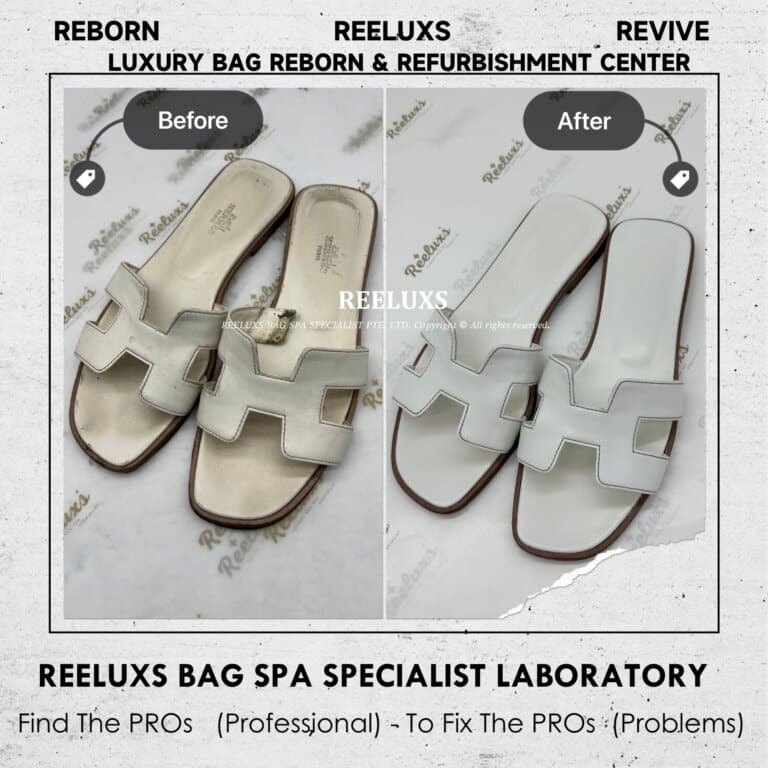 Hermès Oran sandals Color Faded Leather Scratches Sole  Separation & Heavy Damaged Add New Sole Layer Refurbishment
