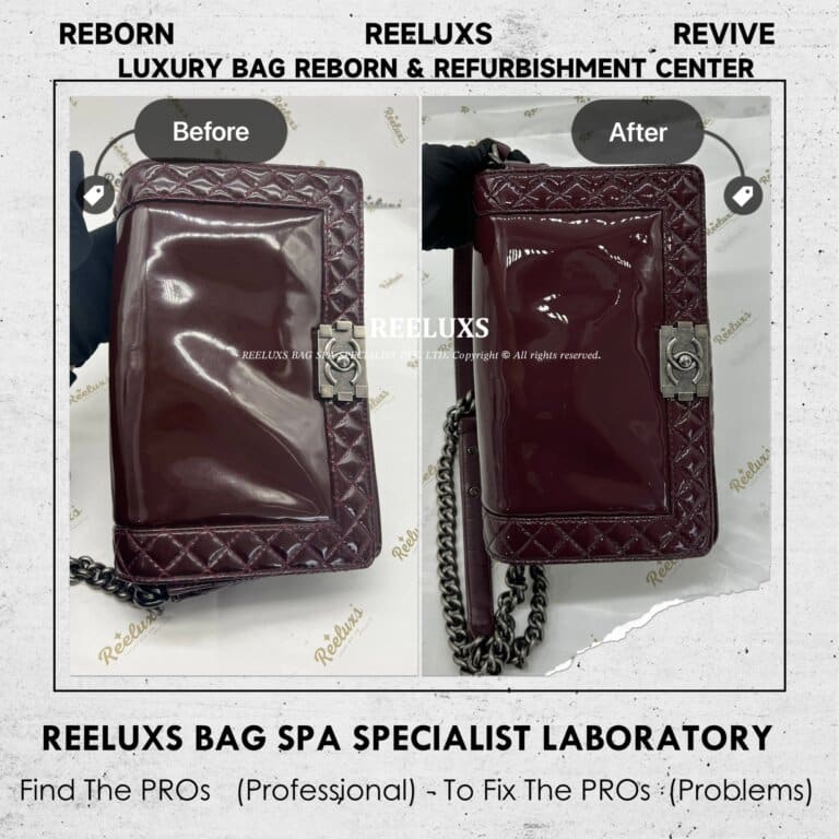 Chanel Boy Chanel Patent Leather Bag Sticky Faded Problem Patent Leather Restoration | REELUXS