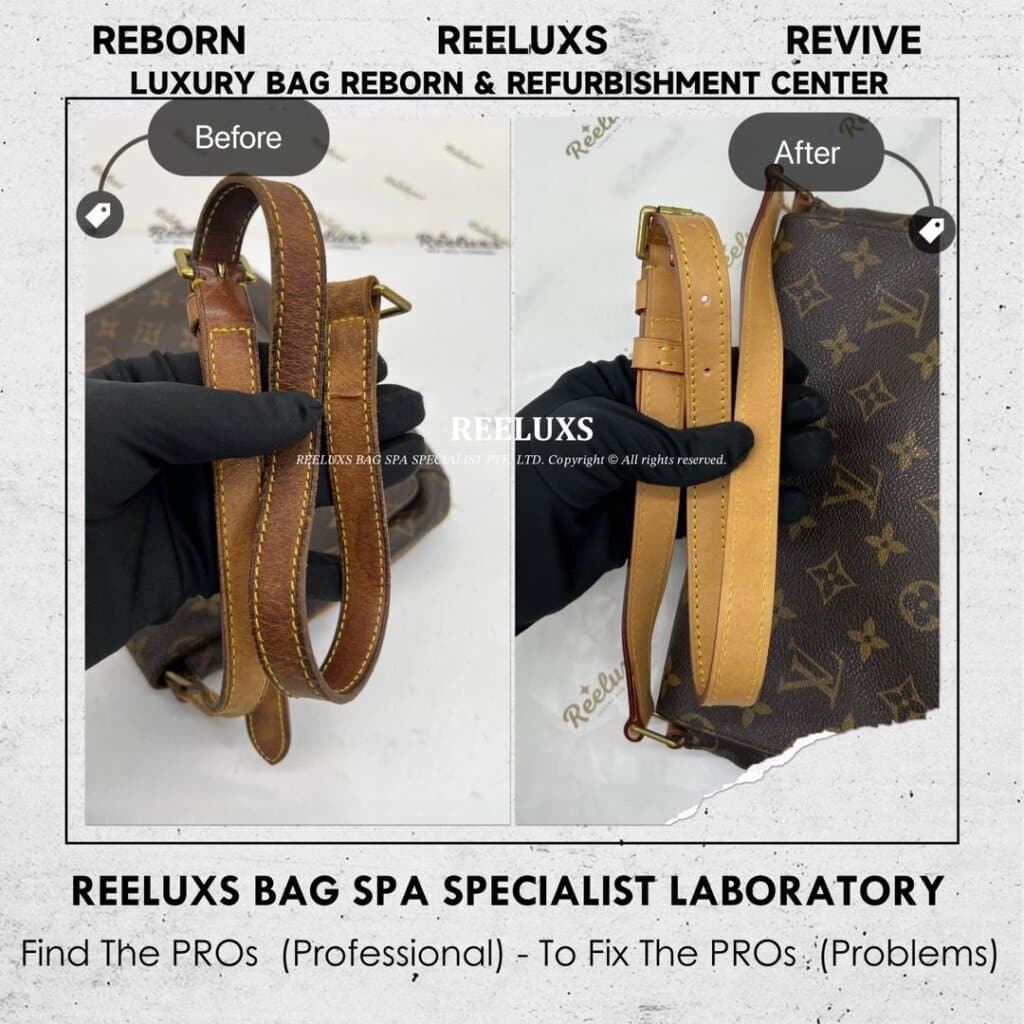 LV Monogram Canvas Messenger Bag Vachetta Hook Fully Stain & Faded — frame 2