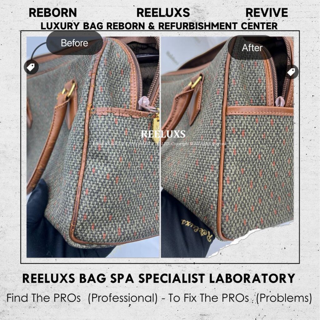 YSL Canvas Bowling Bag Entire Leather Crack & Broken Refurbishment. — frame 6