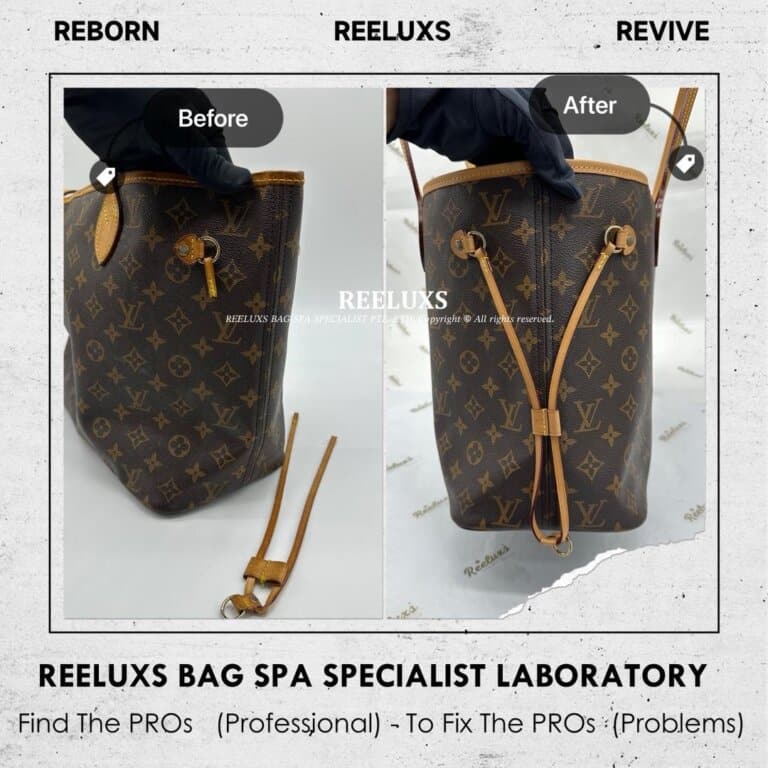 Louis Vuitton Neverfull  interior Dirt & Stain Nano Spa Cleaning Treatment & Vachetta Cracked & Damage & Fully Stain Refurbishment