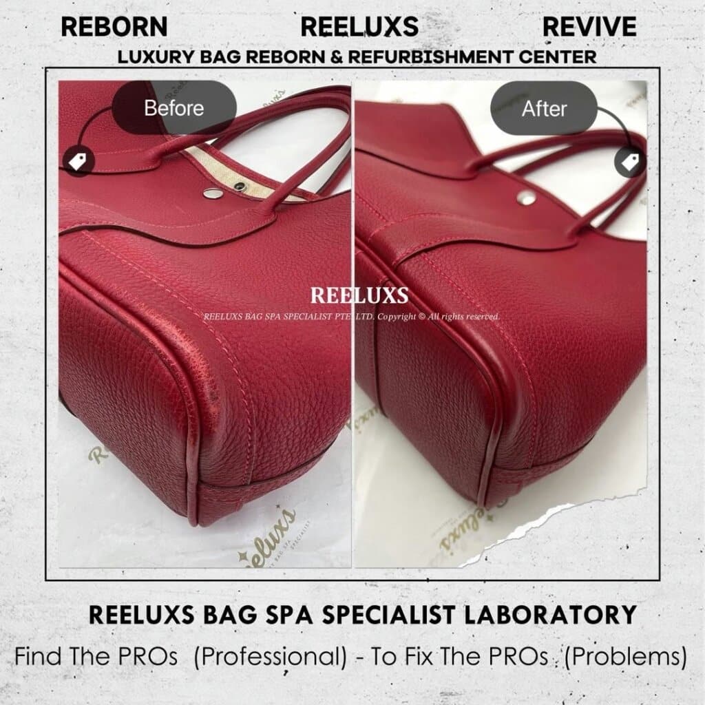 Garden Party Handbag Leather Faded Scratches & Corner Damage Refurbishment | REELUXS — frame 5