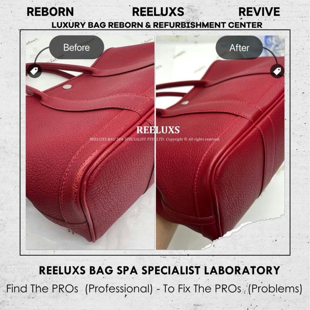 Garden Party Handbag Leather Faded Scratches & Corner Damage Refurbishment | REELUXS — frame 4