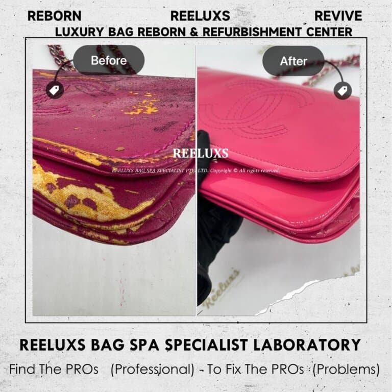 Chanel CC Patent Leather Flap Shoulder Bag Patent Leather Sticky Melting Oxidation Entire Refurbishment