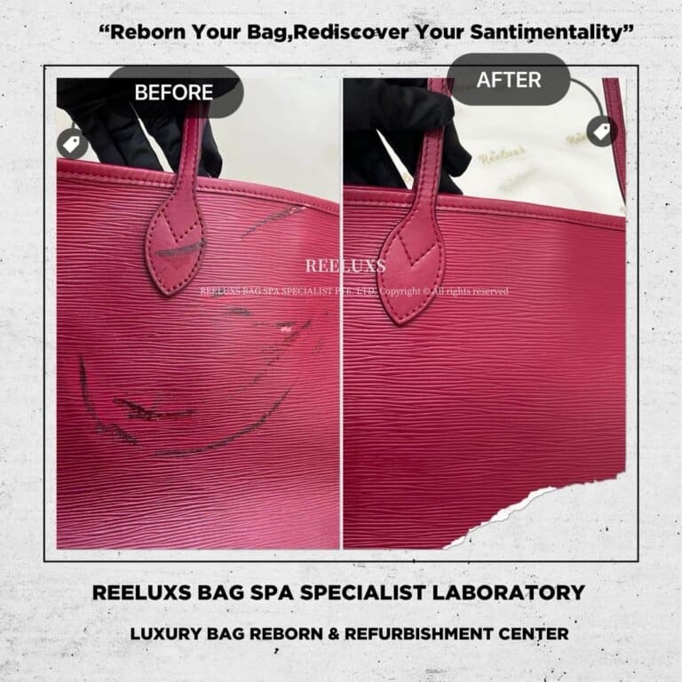 Louis Vuitton Neverfull Epi Leather  Bag Leather Faded & Scratches Oil Edge Melted  Sticky & Damage Refurbishment | REELUXS