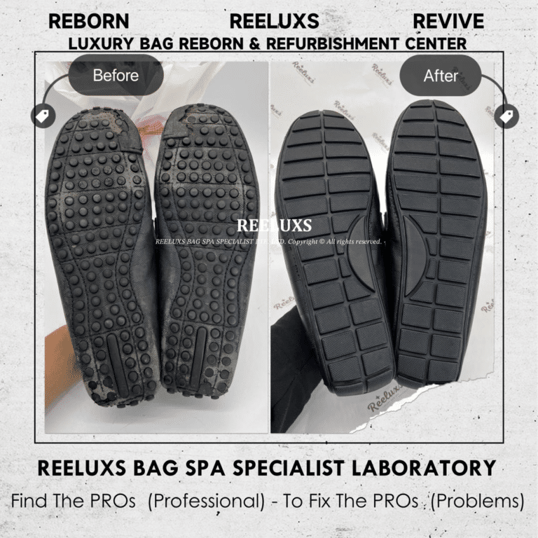 Louis Vuitton Shoes Hockenheim Moccasin Damier Leather Peel Off Sole Damaged Oxidation Refurbishment