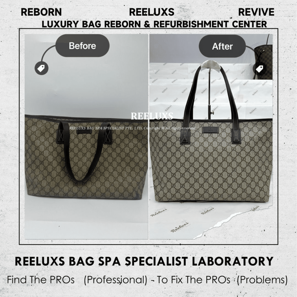 GG Monogram Supreme Tote Bag Canvas Pen Ink Stain Damaged & Leather… — frame 3