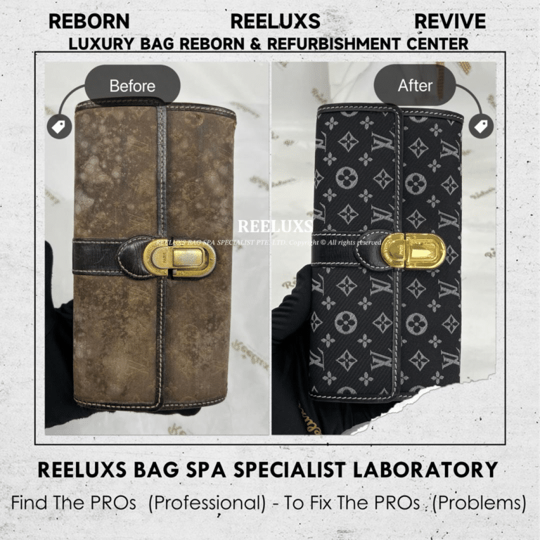 Louis Vuitton Encre Monogram Idylle Canvas Sarah Wallet Mold Damaged Oxidation & Gold Hardware Faded, Tarnished & Oxidation Refurbishment