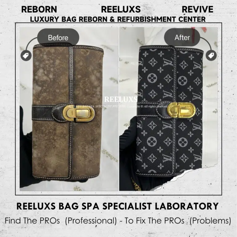 Louis Vuitton Encre Monogram Idylle Canvas Sarah Wallet Mold Damaged Oxidation & Gold Hardware Faded, Tarnished & Oxidation Refurbishment