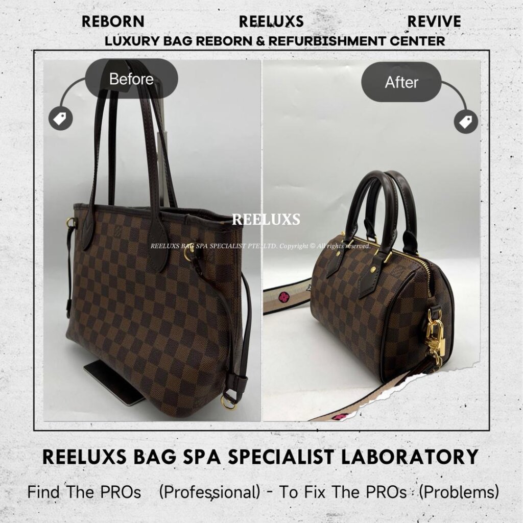 Neverfull Customized to Change to LOUIS VUITTON Speedy Bandoulière 20 Damier Ebene — frame 5