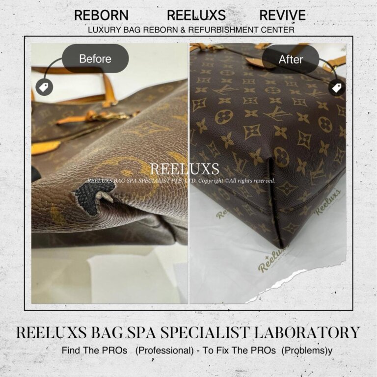 Louis Vuitton Lena Monogram Canvas Shoulder Bag Canvas Peel Off Oxidation & Vachetta Heavy Wear & Tear Refurbishment