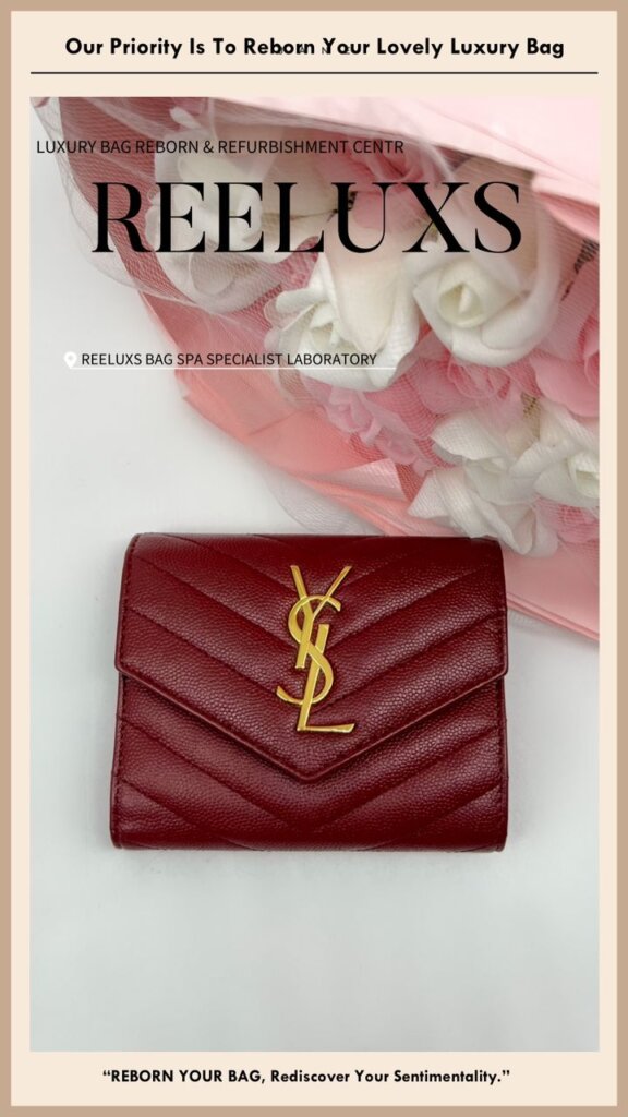YSL Wallet Leather Faded Sticky Problem Restoration Logo Scratches 24K Metal — frame 6
