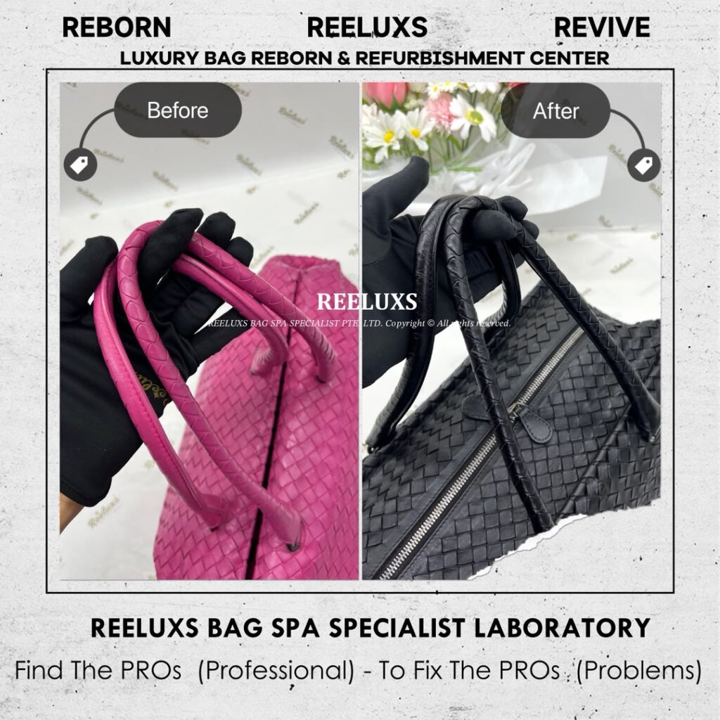 Intrecciato Tote Bag Color Faded Leather Scratches Change to Black — frame 2