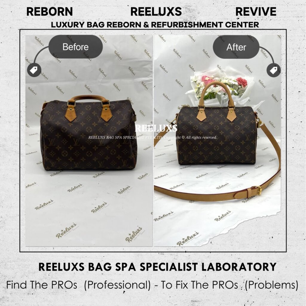 Speedy Monogram Canvas Bag Vachetta Fully Stain, Cracked & Damaged Customized To… — frame 5