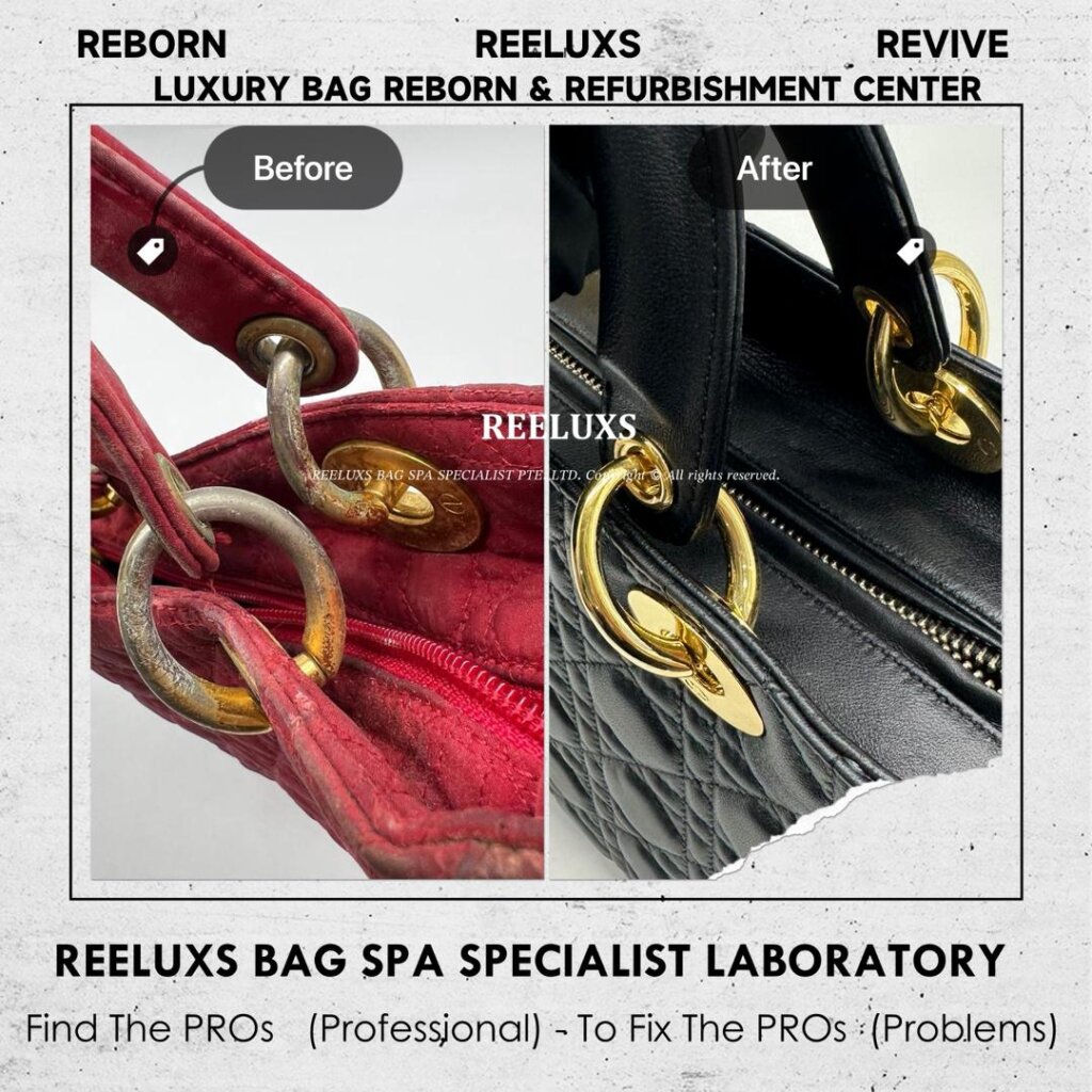 Christian Dior Lady Dior Bag Leather Oxidation Customized to Black Lambskin with… — frame 3
