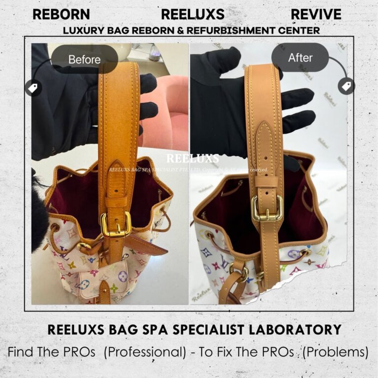 Louis Vuitton Takashi Murakami Monogram Multicolore Petit Noe Handbag Vachetta Fully Stain & Damaged Refurbishment