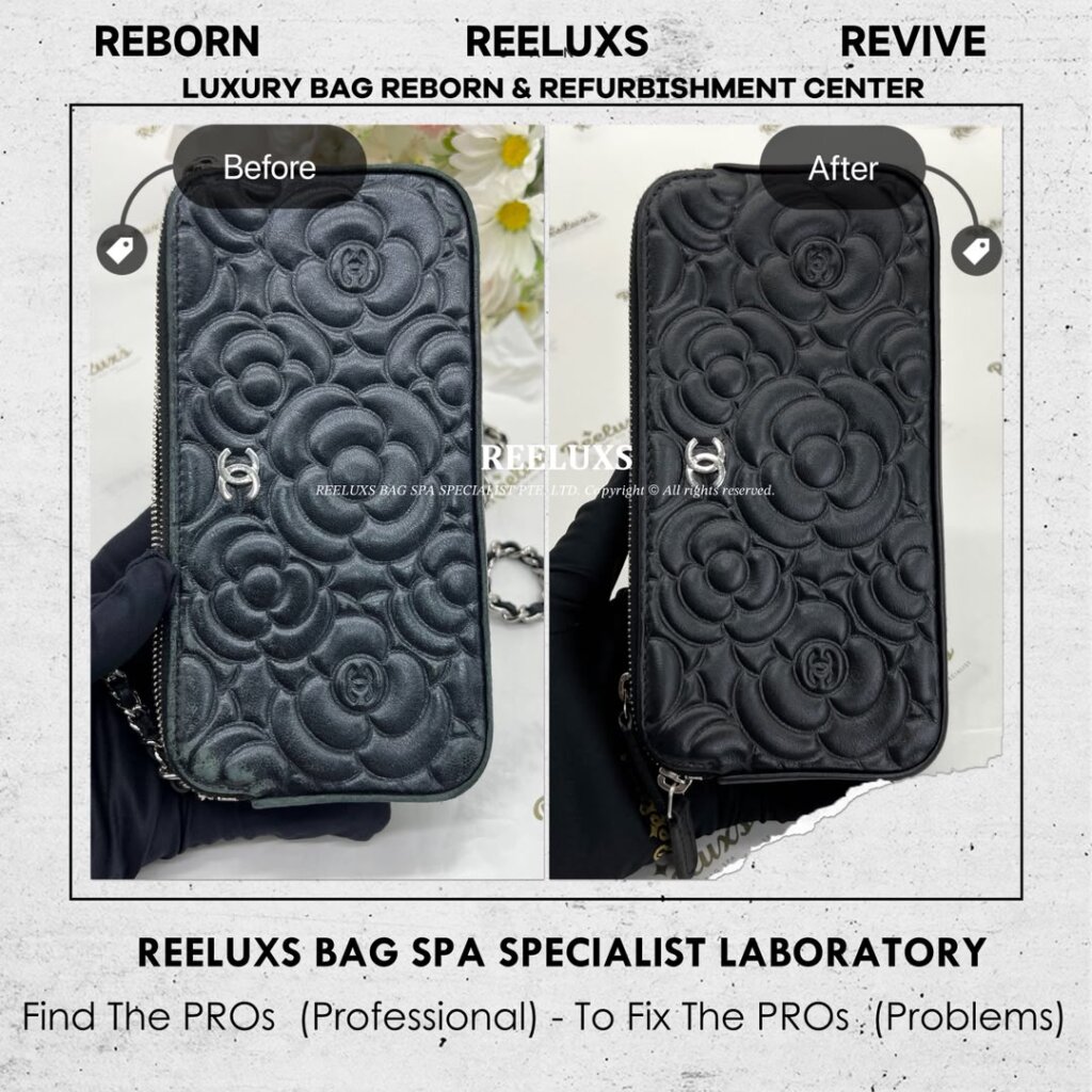 Camellia Black Leather Wallet On Chain Bag Color Faded & Leather Peel… — frame 2