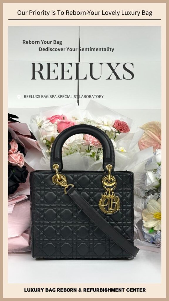 Christian Dior Lady Dior Bag Leather Oxidation Customized to Black Lambskin with… — frame 7
