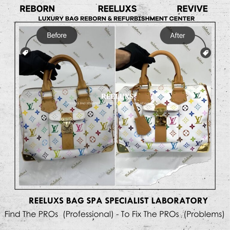 Louis Vuitton Takashi Murakami Monogram Multicolore Speedy 30 Handbag Vachetta Stain, Damaged & Gold Hardware Tarnish & Oxidation Refurbishment