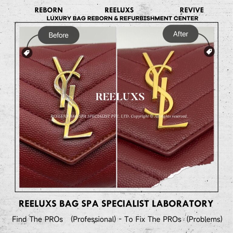 YSL Wallet Leather Faded Sticky Problem Restoration Logo Scratches 24K Metal Gold Re-plating
