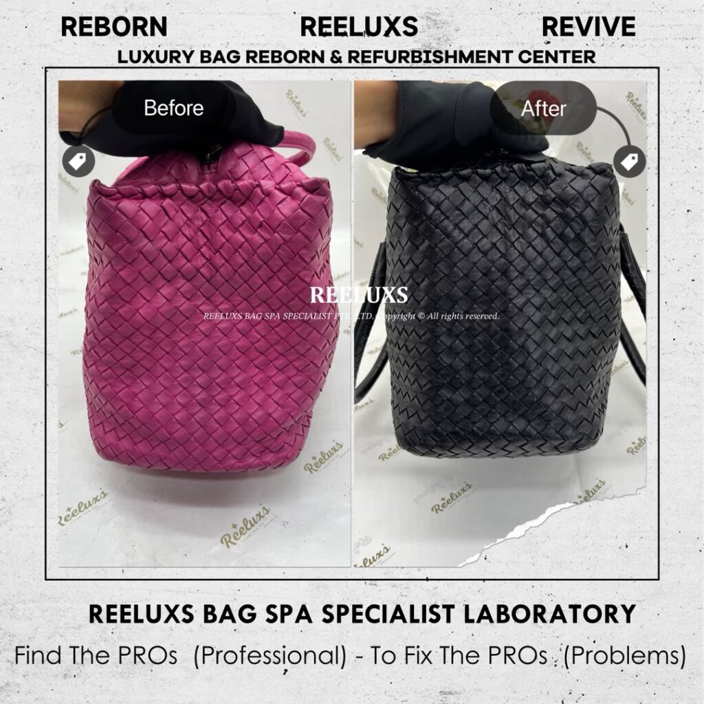 Intrecciato Tote Bag Color Faded Leather Scratches Change to Black — frame 5