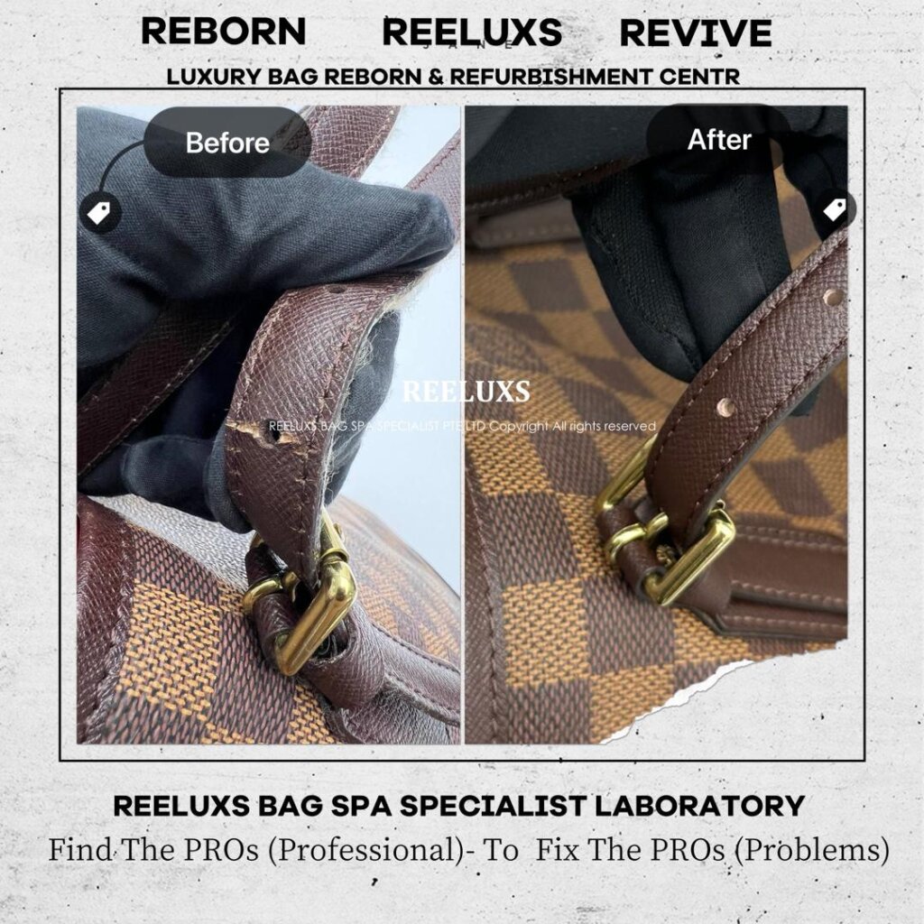 Marais Damier Ebene Canvas Bucket Bag Inner Broken & Leather Cracked Damaged… — frame 3
