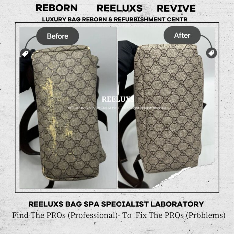 Gucci Backpack Canvas Oxidation & Leather Broken Refurbishment
