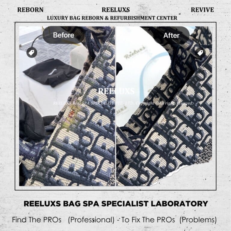 Dior Book Tote Bag Fabric Discoloration Heavy Yellowish Stain 🫟 Problem Refurbishment | REELUXS