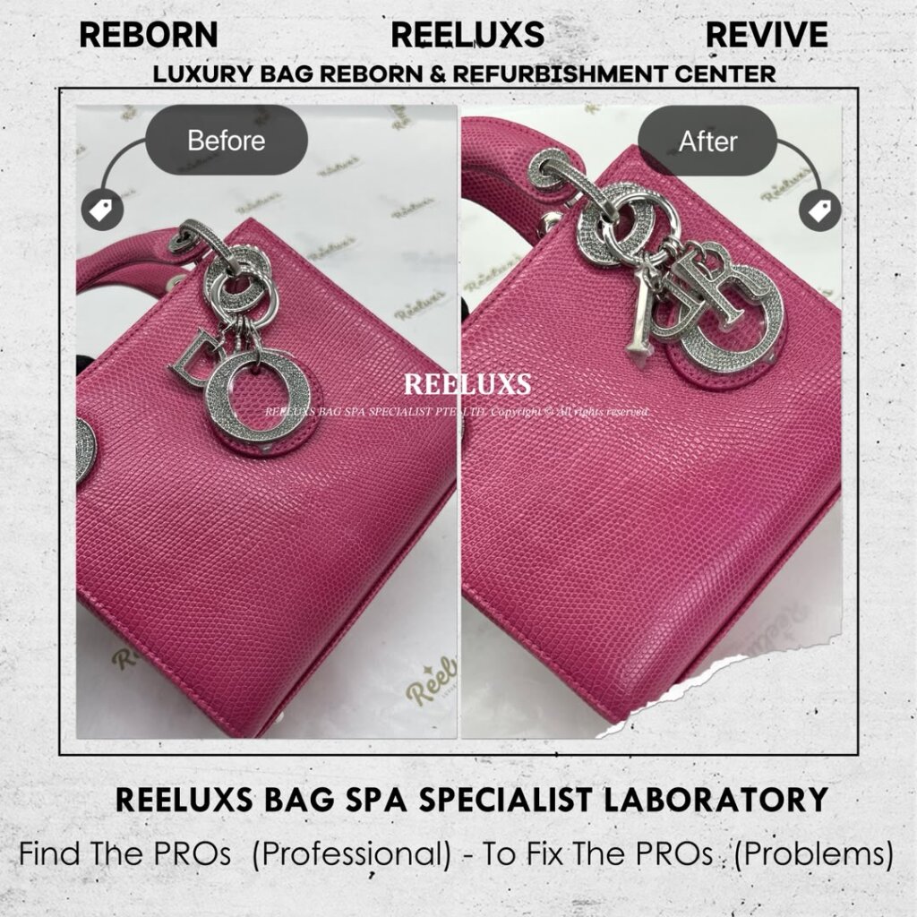 Christian Dior Mini Lady Dior Lizard 🦎 Exotic Leather Faded Recover Refurbishment | REELUXS