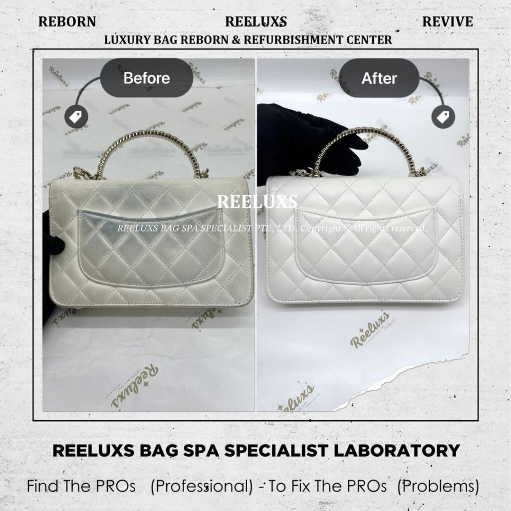 Timeless Classique Top Handle Flap Bag Leather Faded & Scratches & Leather… — frame 3