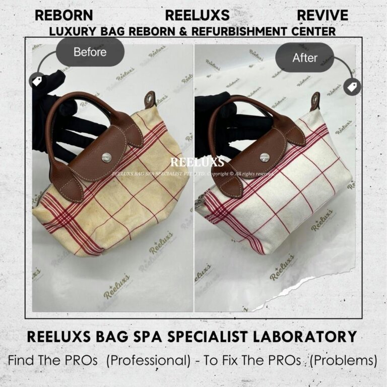 Longchamp Small Le Pliage Torchon Top Handle Bag Fabric Yellowish Problem Stain Problem Nano Deep Cleaning Treatment | REELUXS