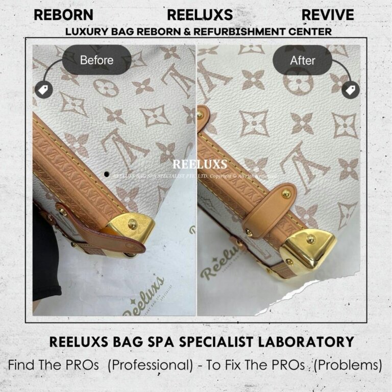 Louis Vuitton Side Trunk Bag Screw Lost Replacement & Canvas Color Transfer Problem Nano Deep Cleaning Treatment | REELUXS