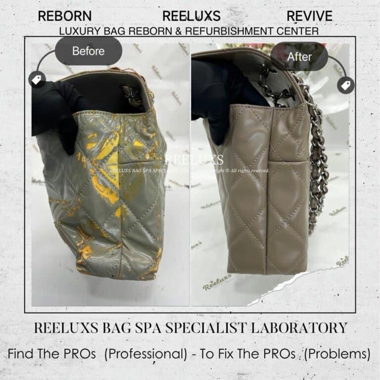Chanel ”In The Business” Flap Bag Leather Cracked, Broken & Peel Off Oxidation Refurbishment | REELUXS