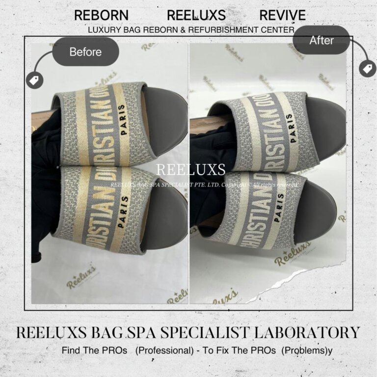 Dior Dway Heeled Slide Sandal 👡 Fabric Yellowish Stain Problem Nano Deep Cleaning 🧼 Treatment | REELUXS